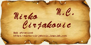 Mirko Ćirjaković vizit kartica
